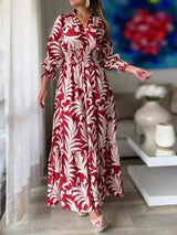 Printed Flounce Sleeve Maxi Dress - Diverse Creations & CompanyFloral Maxi DressDeep Red