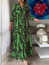 Printed Flounce Sleeve Maxi Dress - Diverse Creations & CompanyFloral Maxi DressGreen