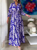 Printed Flounce Sleeve Maxi Dress - Diverse Creations & CompanyFloral Maxi DressRoyal Blue