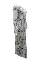 Printed Single Shoulder Lantern Sleeve Maxi Dress - Diverse Creations & CompanyLantern Sleeve Maxi DressWhite