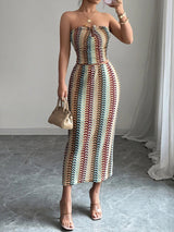Printed Tube Top and Skirt Set - Diverse Creations & Company2 Piece Outfit SetGold