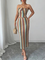 Printed Tube Top and Skirt Set - Diverse Creations & Company2 Piece Outfit SetGold