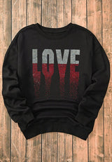 Rhinestone LOVE Round Neck Long Sleeve Sweatshirt - Diverse Creations & CompanyRhinestone LOVE Round Neck Long Sleeve SweatshirtBlack