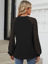 Round Neck Lace Long Sleeve Top - Diverse Creations & CompanyLong sleeve TopBlack