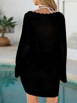 Round Neck Openwork Cover - Up - Diverse Creations & CompanyCover - Ups swimwearBlack