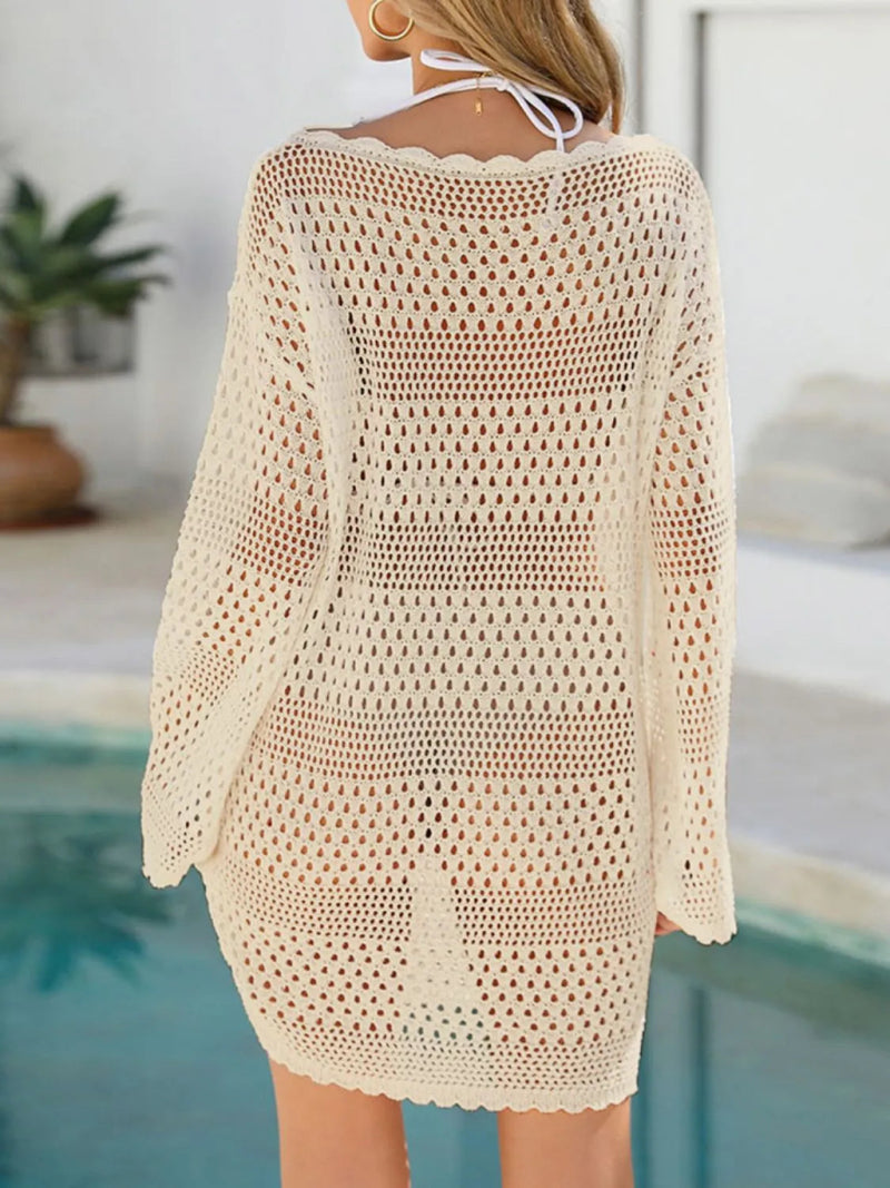 Round Neck Openwork Cover - Up - Diverse Creations & CompanyCover - Ups swimwearPastel Yellow