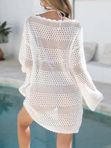 Round Neck Openwork Cover - Up - Diverse Creations & CompanyCover - Ups swimwearWhite