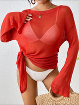 Round Neck Slit Cover - Up - Diverse Creations & CompanyCover - Ups swimwearScarlet