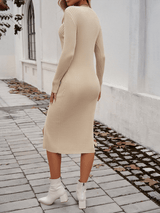 Sexy Slim V - Neck Slit Sweater Dress - Diverse Creations & CompanySweater dressOlive green