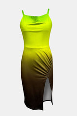 Slit Ruched Gradient Cami Dress - Diverse Creations & Companyv neck Cami DressLime