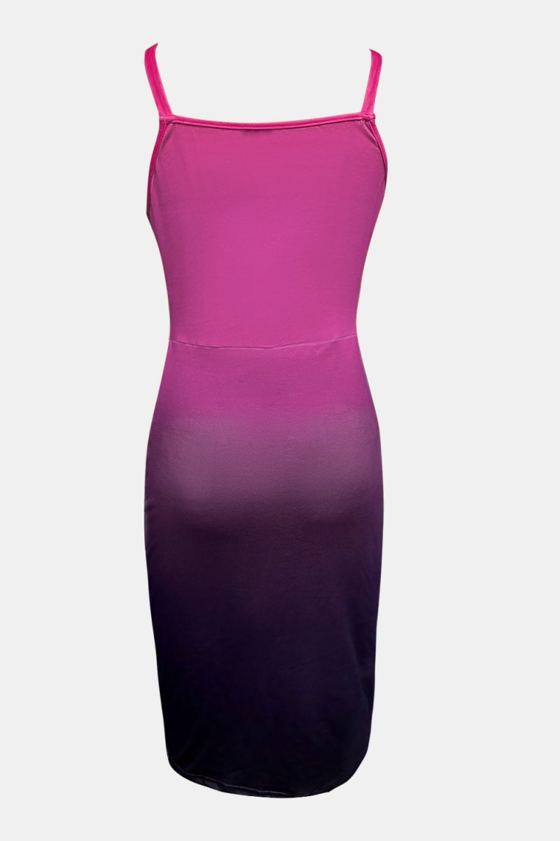 Slit Ruched Gradient Cami Dress - Diverse Creations & Companyv neck Cami DressRed - Violet