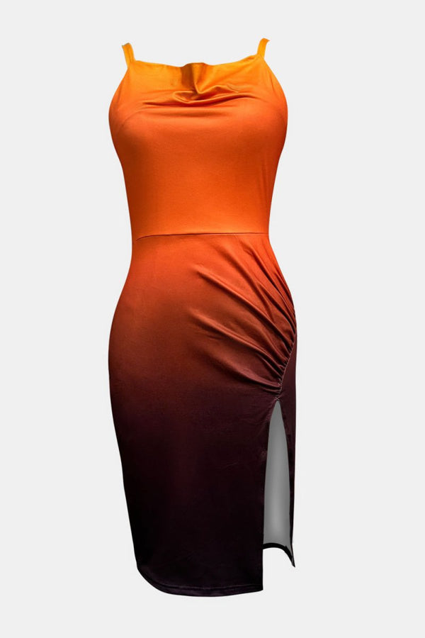 Slit Ruched Gradient Cami Dress - Diverse Creations & Companyv neck Cami DressTerracotta