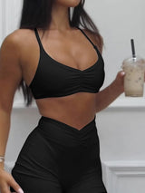 Sports Bra and High - Waisted Shorts Active Set - Diverse Creations & CompanySports Bra and High - WaistedBlack
