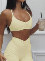 Sports Bra and High - Waisted Shorts Active Set - Diverse Creations & CompanySports Bra and High - WaistedYellow