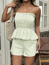 Striped Strapless Plum Top and Shorts Two - Piece Set - Diverse Creations & Companytwo piece womens shorts setLight Green