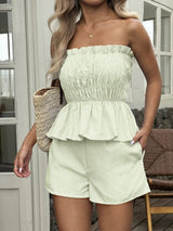 Striped Strapless Plum Top and Shorts Two - Piece Set - Diverse Creations & Companytwo piece womens shorts setLight Green