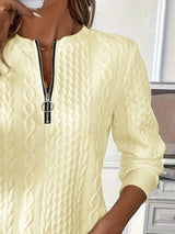 Texture Half Zip Long Sleeve Sweatshirt - Diverse Creations & CompanyTexture Half Zip Long Sleeve SweatshirtPastel Yellow