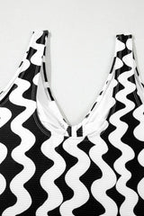 Tied Front Contrast Striped One - Piece Swimsuit - Diverse Creations & CompanyOne piece swimwearBlack