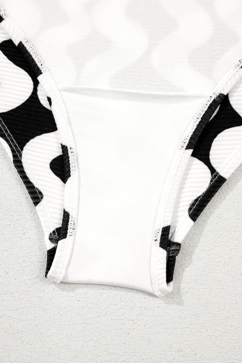 Tied Front Contrast Striped One - Piece Swimsuit - Diverse Creations & CompanyOne piece swimwearBlack