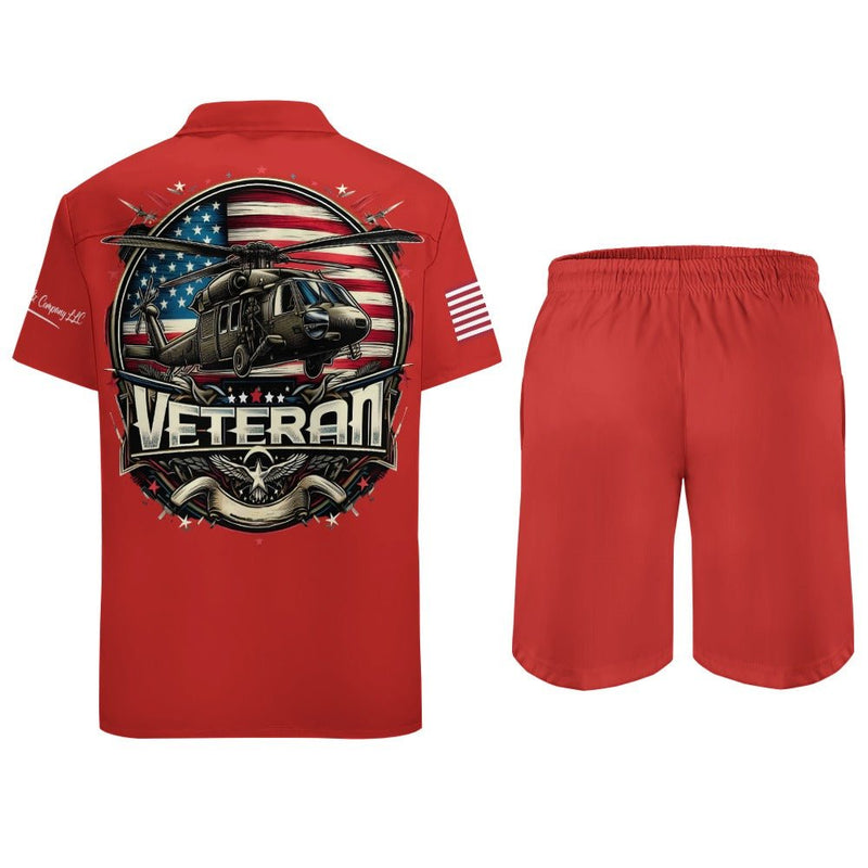 Two Piece Men's Veteran Theme Shorts Shirt Set - Diverse Creations & CompanyTwo Piece Mens Shorts Shirt SetXS