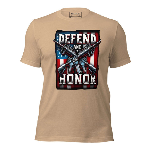 Defend and Honor tan t shirt 