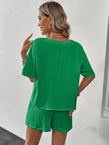 V - Neck Half Sleeve Top and Shorts Set - Diverse Creations & CompanyShorts Shirt OutfitMid - Green