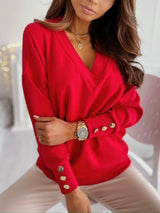 V - Neck Long Sleeve Sweatshirt - Diverse Creations & CompanyV - Neck Long Sleeve SweatshirtDeep Red