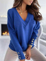 V - Neck Long Sleeve Sweatshirt - Diverse Creations & CompanyV - Neck Long Sleeve SweatshirtRoyal Blue