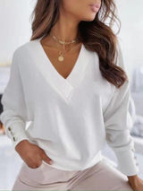 V - Neck Long Sleeve Sweatshirt - Diverse Creations & CompanyV - Neck Long Sleeve SweatshirtWhite