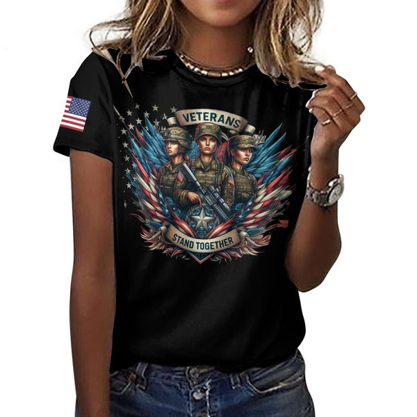 Veterans Stand Together Women's 100% Cotton T - shirt - Diverse Creations & Company100% cotton women's t shirtM