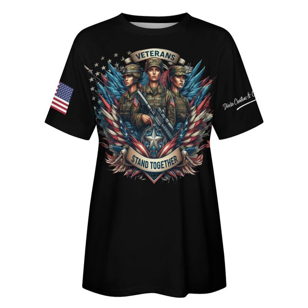 Veterans Stand Together Women's 100% Cotton T - shirt - Diverse Creations & Company100% cotton women's t shirtM