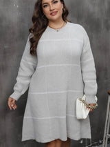 Women’s Plus Size Round Neck Sweater Dress - Diverse Creations & Companysweater dressGray
