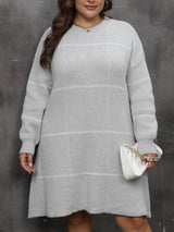Women’s Plus Size Round Neck Sweater Dress - Diverse Creations & Companysweater dressGray