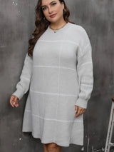 Women’s Plus Size Round Neck Sweater Dress - Diverse Creations & Companysweater dressGray