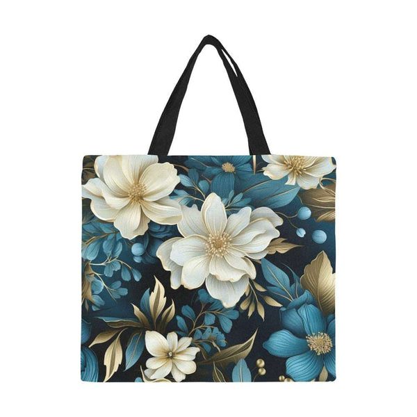 Elegant Blue Flowers Canvas Tote Bag (Large)