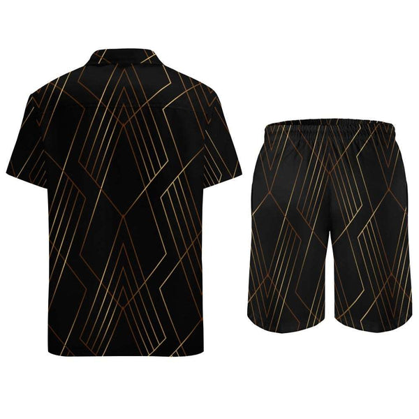 Black and Gold Mens Shorts Shirt  Outfit