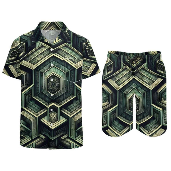 Modern Hexagon Pattern Shorts Shirt set
