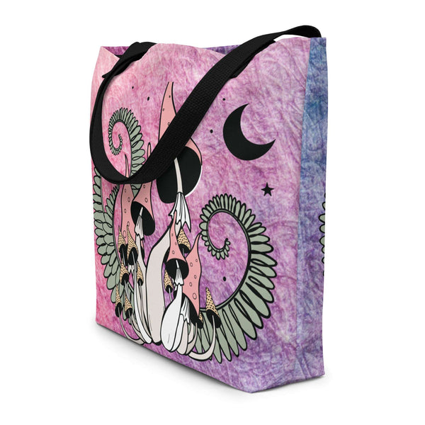 Magic Mushrooms Designed Large Tote Bag With Pocket - Diverse Creations & Company Bags $31.99 