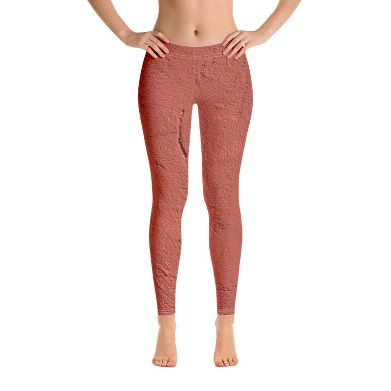 Red textured pattern leggings 