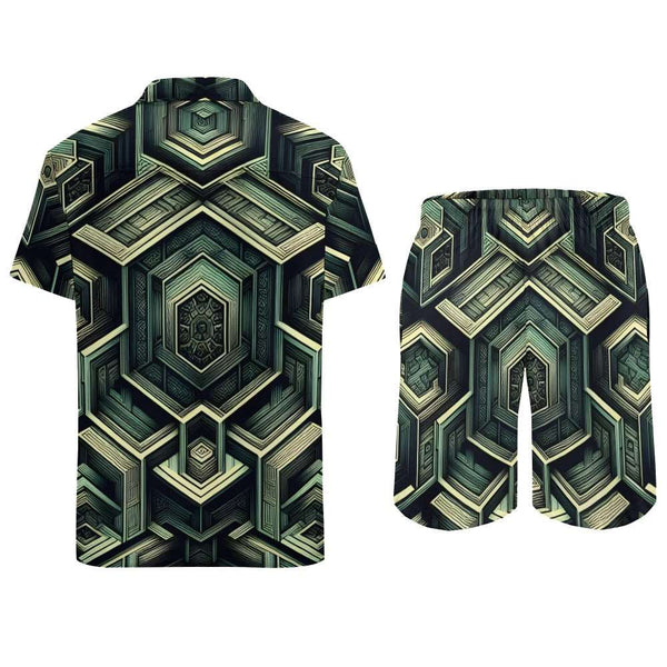 Modern Hexagon Pattern Shorts Shirt set