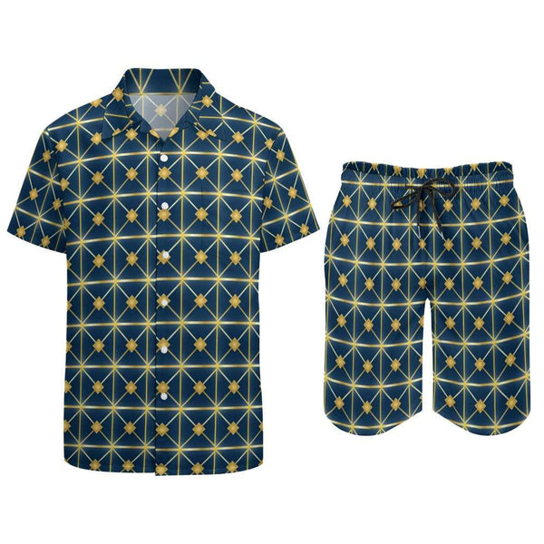 mens Blue  shorts shirt set casual wear 