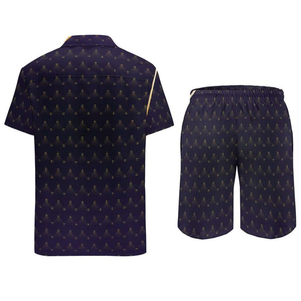 Purple And Gold Abstract Shirt Shorts Set