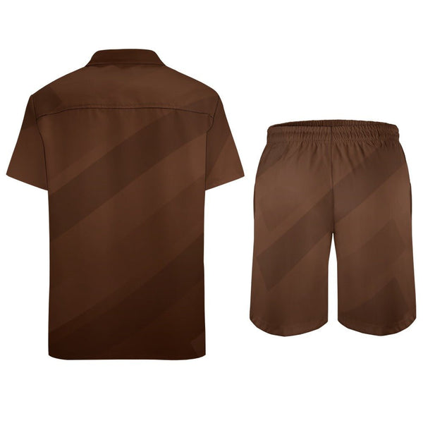 Men's Brown Abstract Shorts Shirt Outfit Diverse Creations & Company