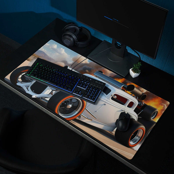 Gaming White Custom Hot Rod  Mouse Pad