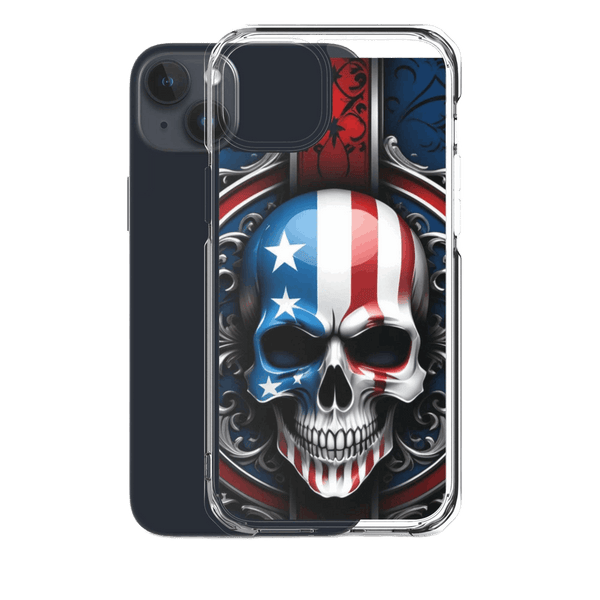 American Flag Theme Skull Clear Case for iPhone®
